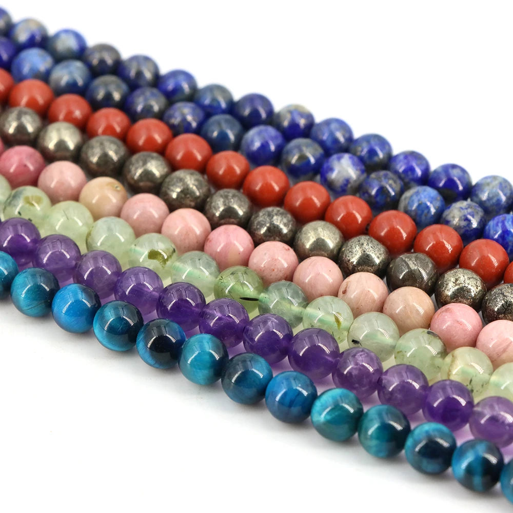 Natural Stone Beads for Jewellery Making – Blue Tiger Eye, Amethyst & Rose Quartz | 4/6/8/10mm