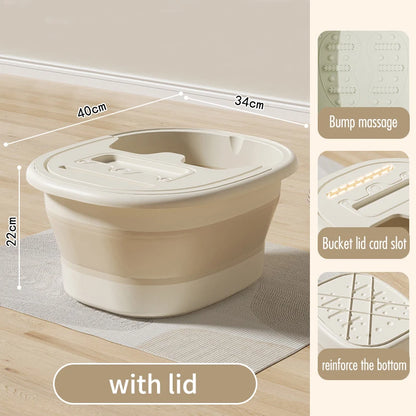 Foldable Foot Spa Bath Tub with Massage Bumps & Thermal Lid