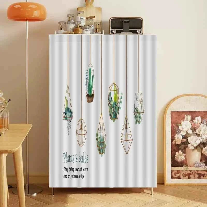 1PC Kitchen Cabinet Curtain Cover Dustproof Cupboard Wardrobe Short Curtains Washable Drapes Self-adhesive Half-Curtain Cortinas