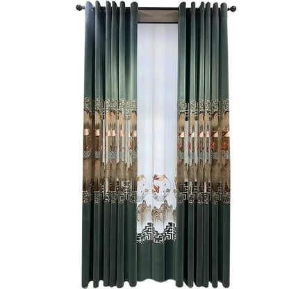 Embroidered Modern Velvet Blackout Curtains - Custom Classic Shading Drapes for Living Room & Bedroom