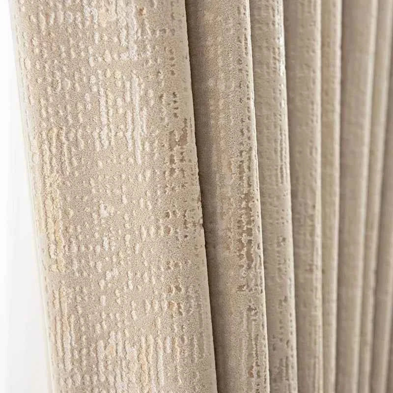 The New Simple Curtains for Living Dining Room Bedroom and Modern Beige Bronzing Flannel Thickened Shading Velvet Light Luxury