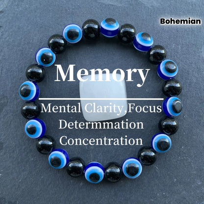 Evil Eye & Obsidian Protection Bracelet – Blue Evil Eye Stretch Bracelet