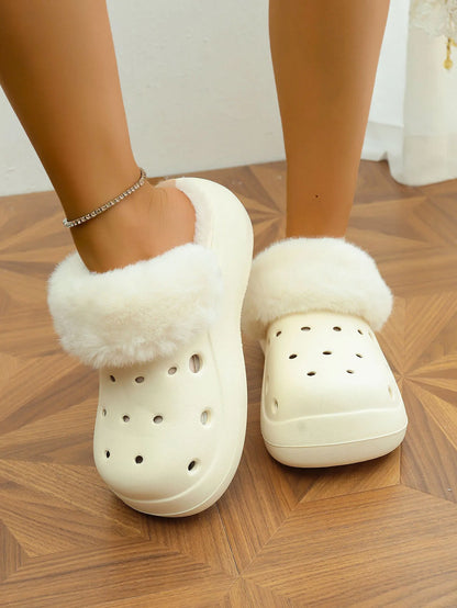 Women's Plush High Heel Slippers 2025 - Thick Soft-Soled Winter Garden Shoes