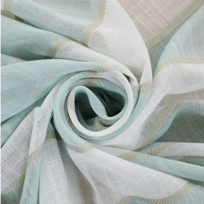 Nordic Minimalist Curtains - Blue & White Cotton Linen Window Screens - Shello's Creative Boutique