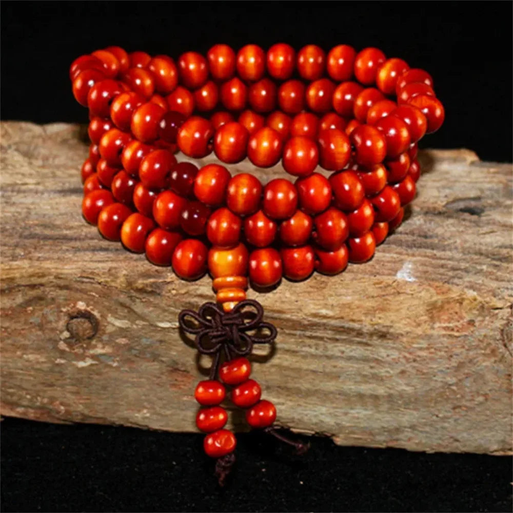 Natural Sandalwood 108 Bead Buddhist Bracelet – Meditation Prayer Beads for Men & Women