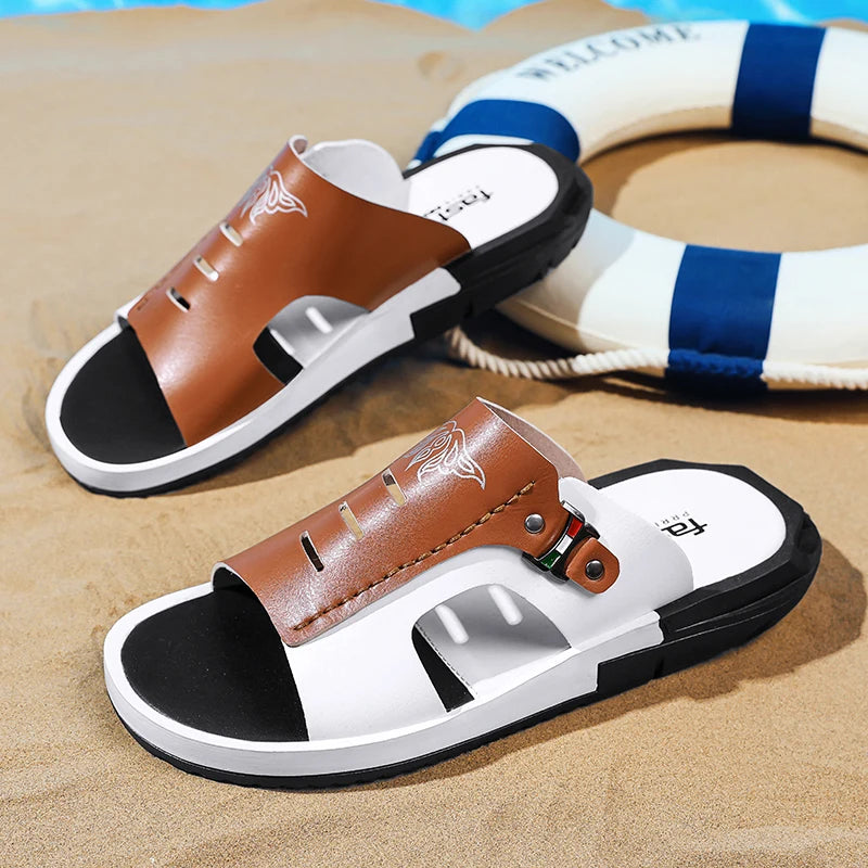 Men's Casual Summer Sandals – Black & Orange