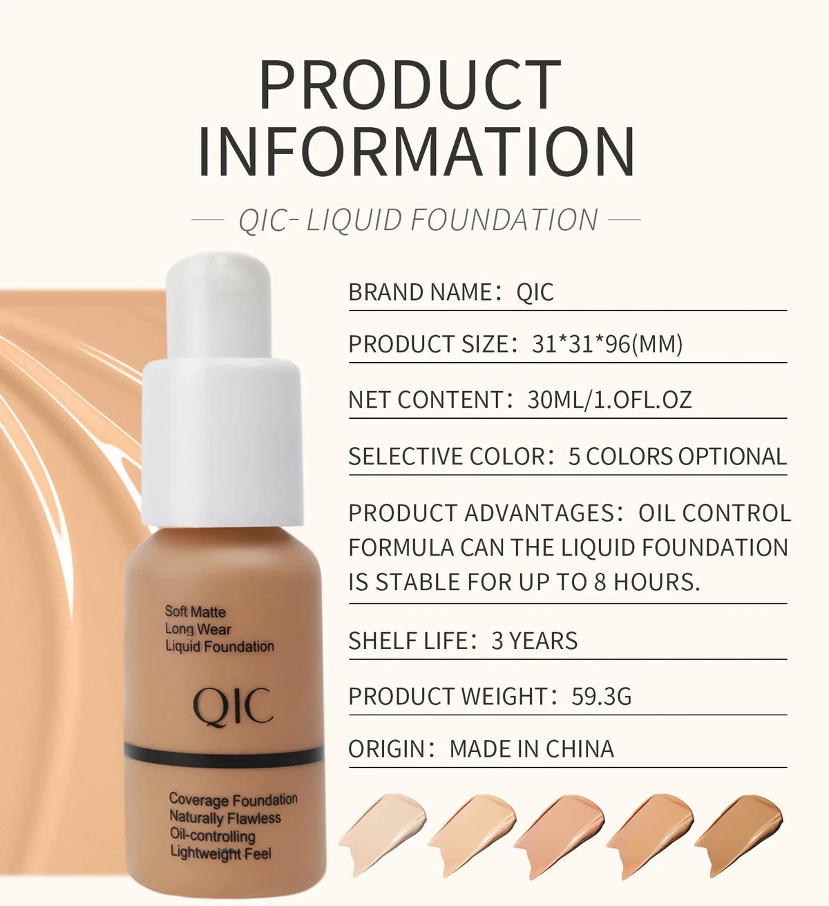 Liquid Foundation – Five Colour Options