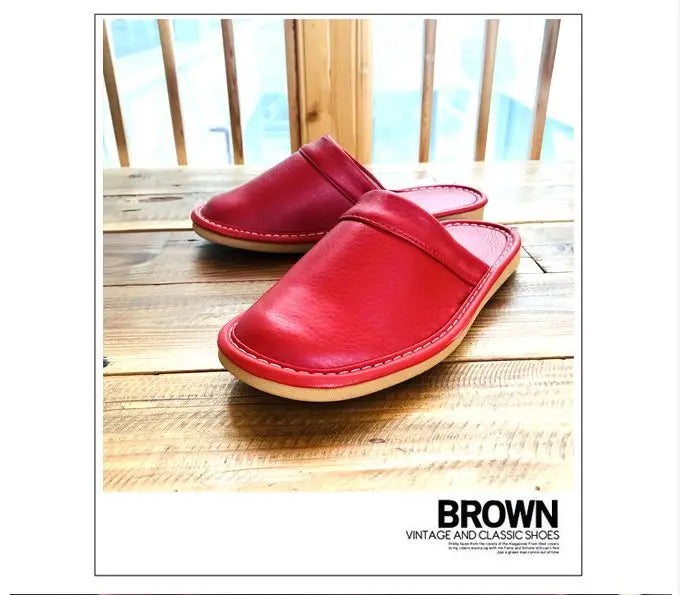 Men's Indoor Slippers - Closed Toe Faux Leather Slides (Large Sizes 47-48)