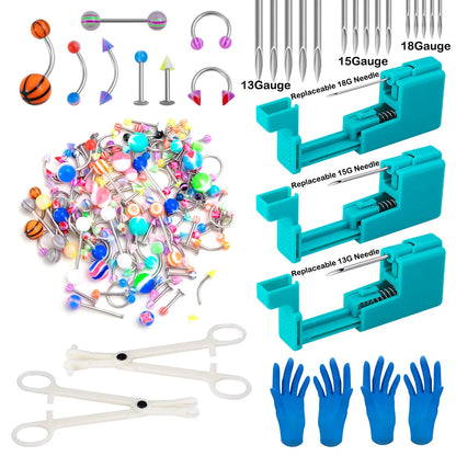 Body Piercing Jewellery Kit – Stainless Steel & Acrylic