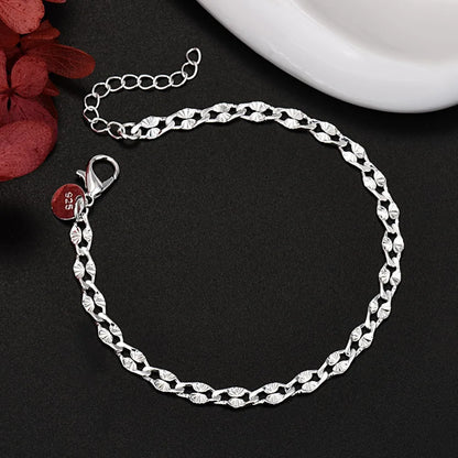 2pcs 925 Sterling Silver Chain Bracelet & Necklace Jewellery Set