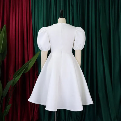 Elegant Pleated A-Line Dress - High Waist Mid-Calf Dress - Shello's Creative Boutique