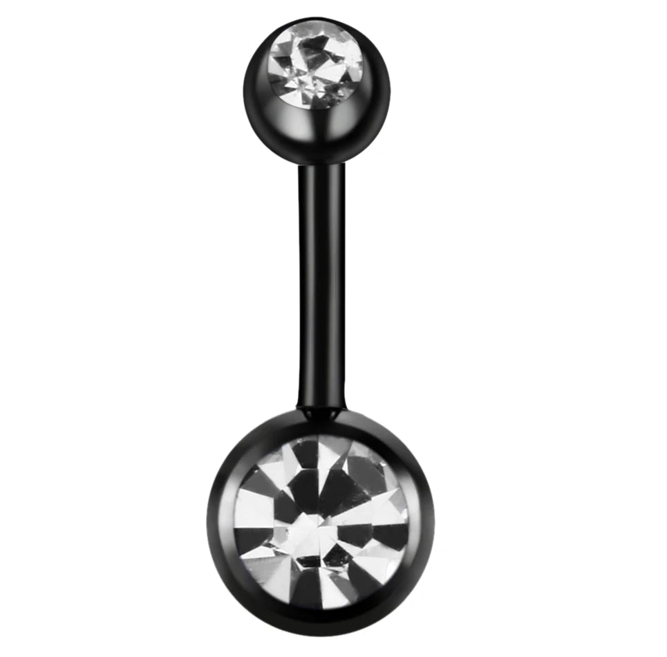 Stainless Steel Cubic Zirconia Drop Navel Ring