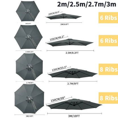 Replaceable Parasol Top Cloth – UV Protection Garden Patio Canopy Cover 2m to 3m