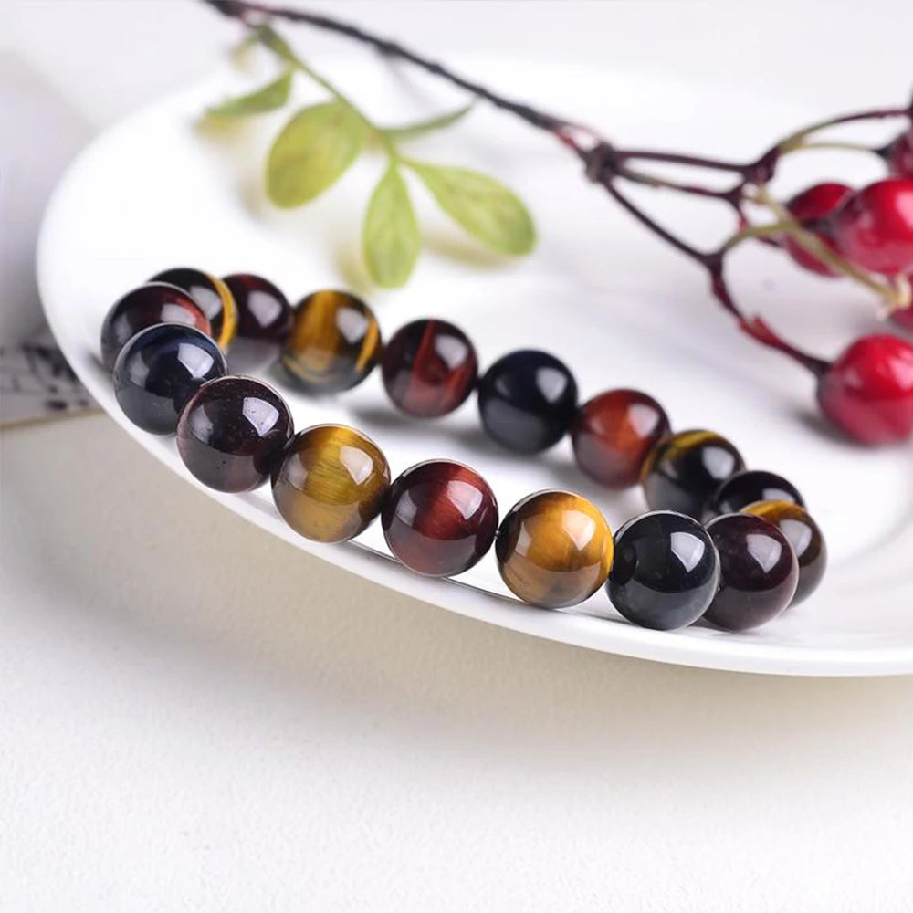 Tiger Eye Crystal Bead Bracelet – Natural Stone Healing Jewellery for Men & Women