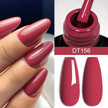 MEET ACROSS 7ml Red Gel Nail Polish Crystal Semi Permanent Soak Off UV Gel Varnish Nail Art Manicure Base Matte Top Coat Vernis - Shello's Creative Boutique