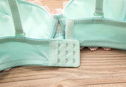 Wokeayer Vintage Plaid Push-Up Bra & Panty Set – Seamless Wire-Free Lingerie for Women, Sexy Fitness Underwear (Sizes 70A–80B)