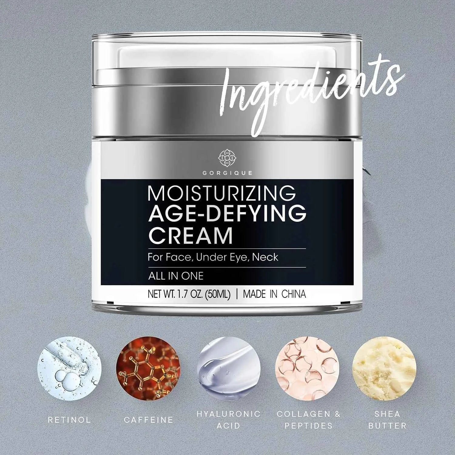 Face Moisturizer for Men Retinol Collagen Peptides Caffeine Hyaluronic Acid Anti Aging Cream