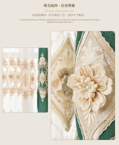 European Water Soluble Embroidery Curtains - Elegant Embroidered Drapes with Yarn for Living & Dining Room
