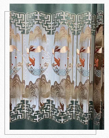 Embroidered Modern Velvet Blackout Curtains - Custom Classic Shading Drapes for Living Room & Bedroom