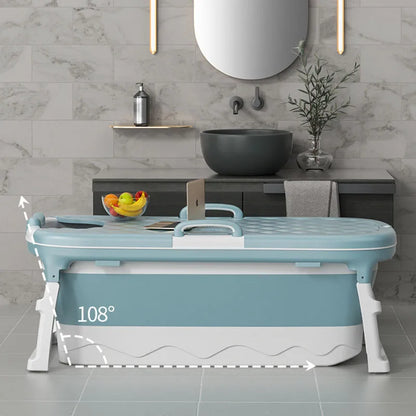 Foldable Adult Bath Barrel – Thickened Plastic Sitting Bathtub with Foot Massage & Lid