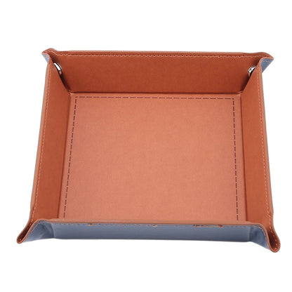 PU Leather Folding Valet Tray – Collapsible Desktop Storage for Keys, Phone, Wallet & Coins