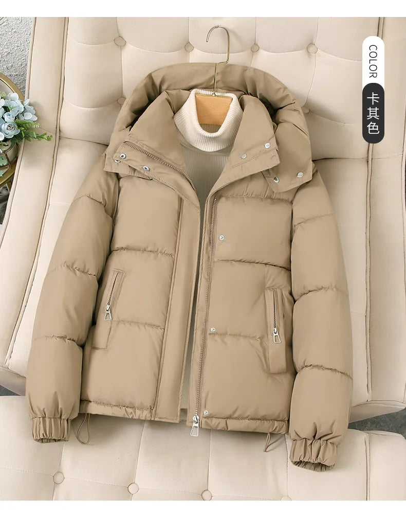 Women's Hooded down Jacket 2025 Autumn Winter Collection Warm Casual Parka Loose Fit Cotton Padded Bigger Size Available - Shello's Creative Boutique