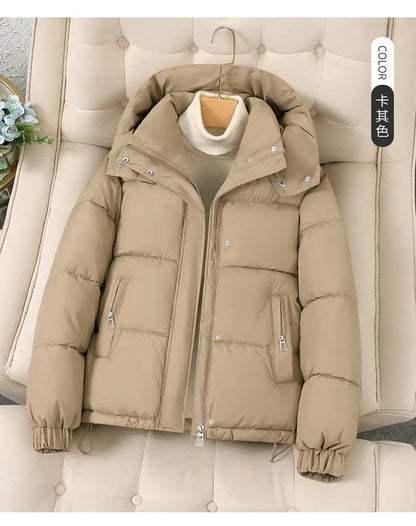 Women's Hooded down Jacket 2025 Autumn Winter Collection Warm Casual Parka Loose Fit Cotton Padded Bigger Size Available - Shello's Creative Boutique