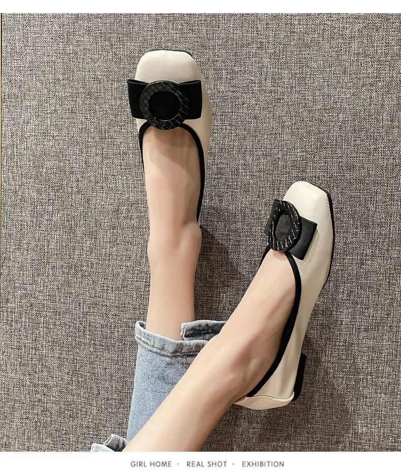 Plus Size Ballet Flats with Bow - Soft Sole Loafers - Shello's Creative Boutique