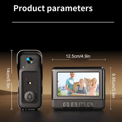 4.3 Inch Wireless Video Doorbell with 130° Camera & Night Vision