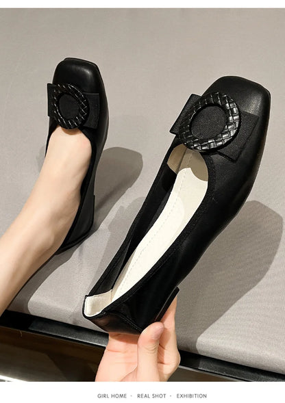 Plus Size Ballet Flats with Bow - Soft Sole Loafers - Shello's Creative Boutique