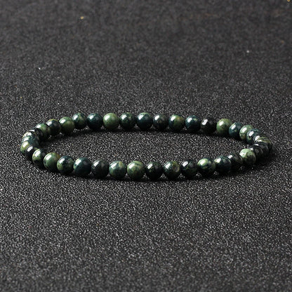 4mm Natural Stone Agate & Lava Stretch Bracelet – Handmade Tiny Bead Bangle for Men & Women