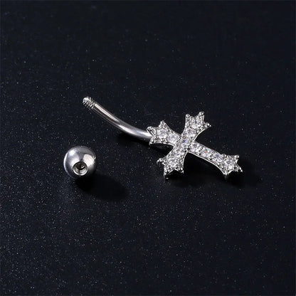 Cross Pendant Navel Ring – 316 Stainless Steel Bar