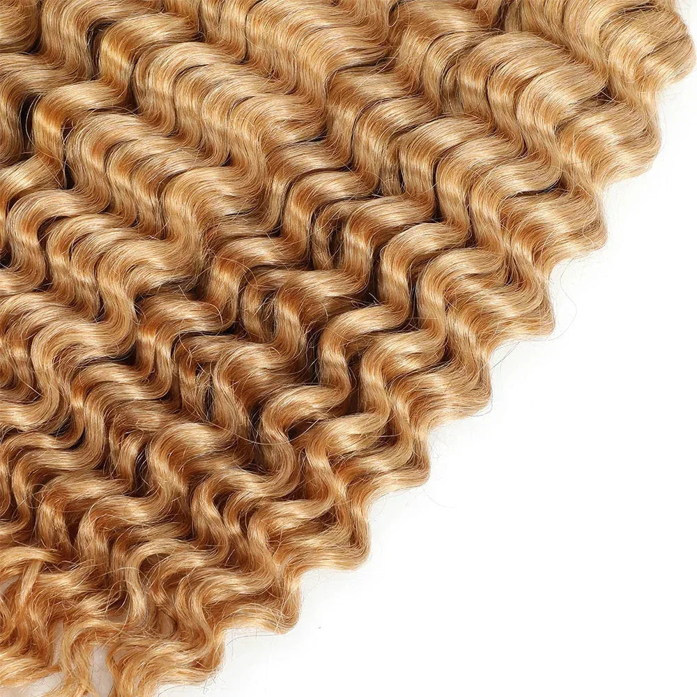 Blonde Highlight Bulk Braiding Hair - Deep Wave Curly Human Hair 100g for Boho Braids - Shello's Creative Boutique
