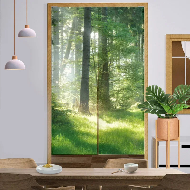 Forest Nature Landscape Door Curtains - Noren Style Entrance Drapes - Shello's Creative Boutique