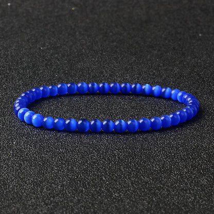 4mm Natural Stone Agate & Lava Stretch Bracelet – Handmade Tiny Bead Bangle for Men & Women