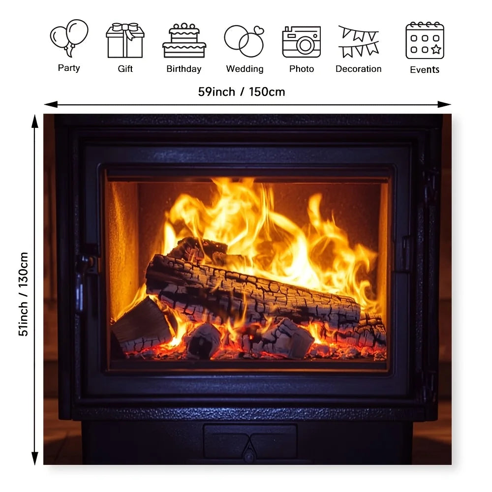 Realistic Flame Effect Log Set – Polyester Fireplace Decoration - Shello's Creative Boutique