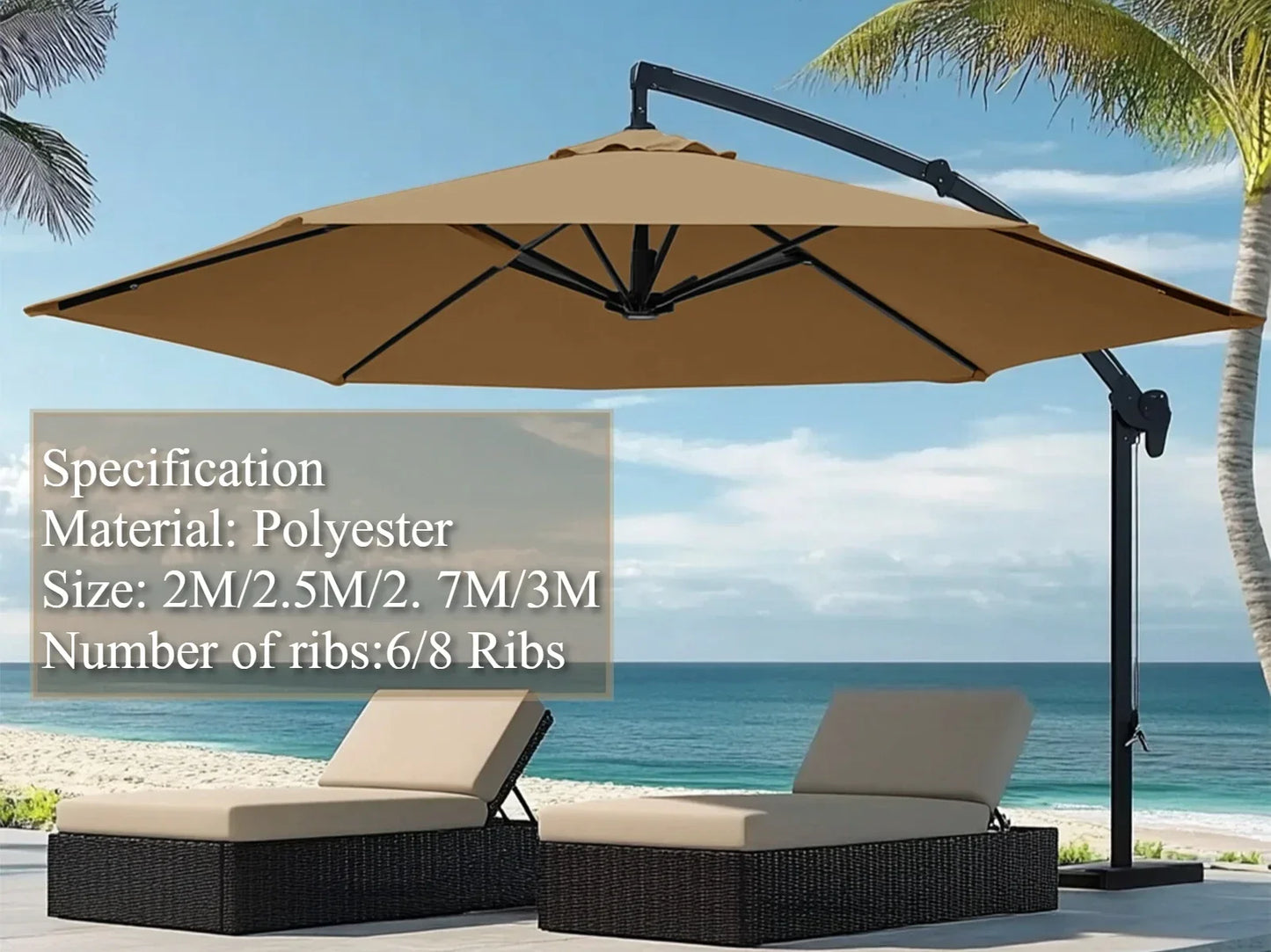 Parasol Replacement Cover – PU-Coated Oxford Waterproof Canopy for 6 & 8 Rib Garden Parasols