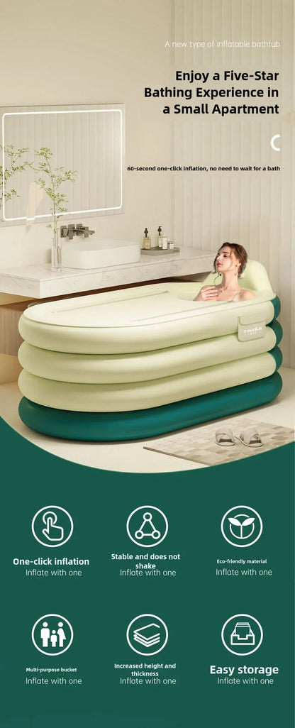 Foldable Adult Sitting Bathtub – Thickened Inflatable Bath Barrel for Sweat Steam & Medicine Bath