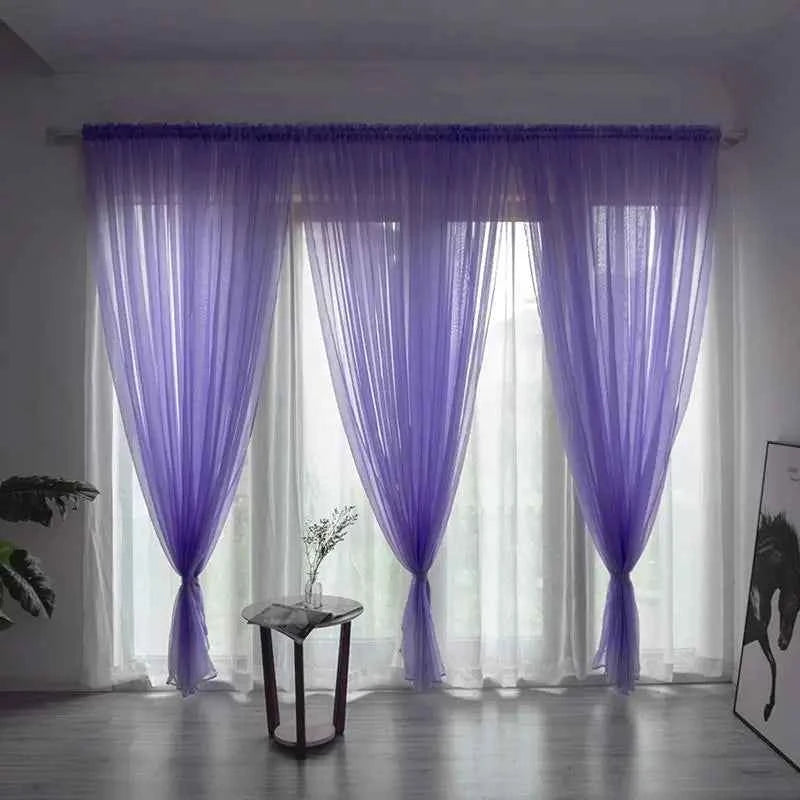 100*270cm Modern Curtains White Transparent Gauze Curtains Solid Color Kitchen Curtain Valves Window Fabrics Rustic Decoration