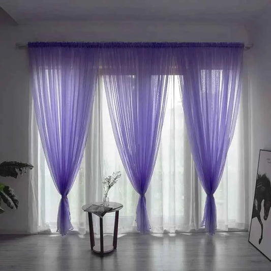 100*270cm Modern Curtains White Transparent Gauze Curtains Solid Color Kitchen Curtain Valves Window Fabrics Rustic Decoration