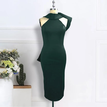 White Bodycon Dress with Back Bow - Sleeveless Party Gown - Shello's Creative Boutique