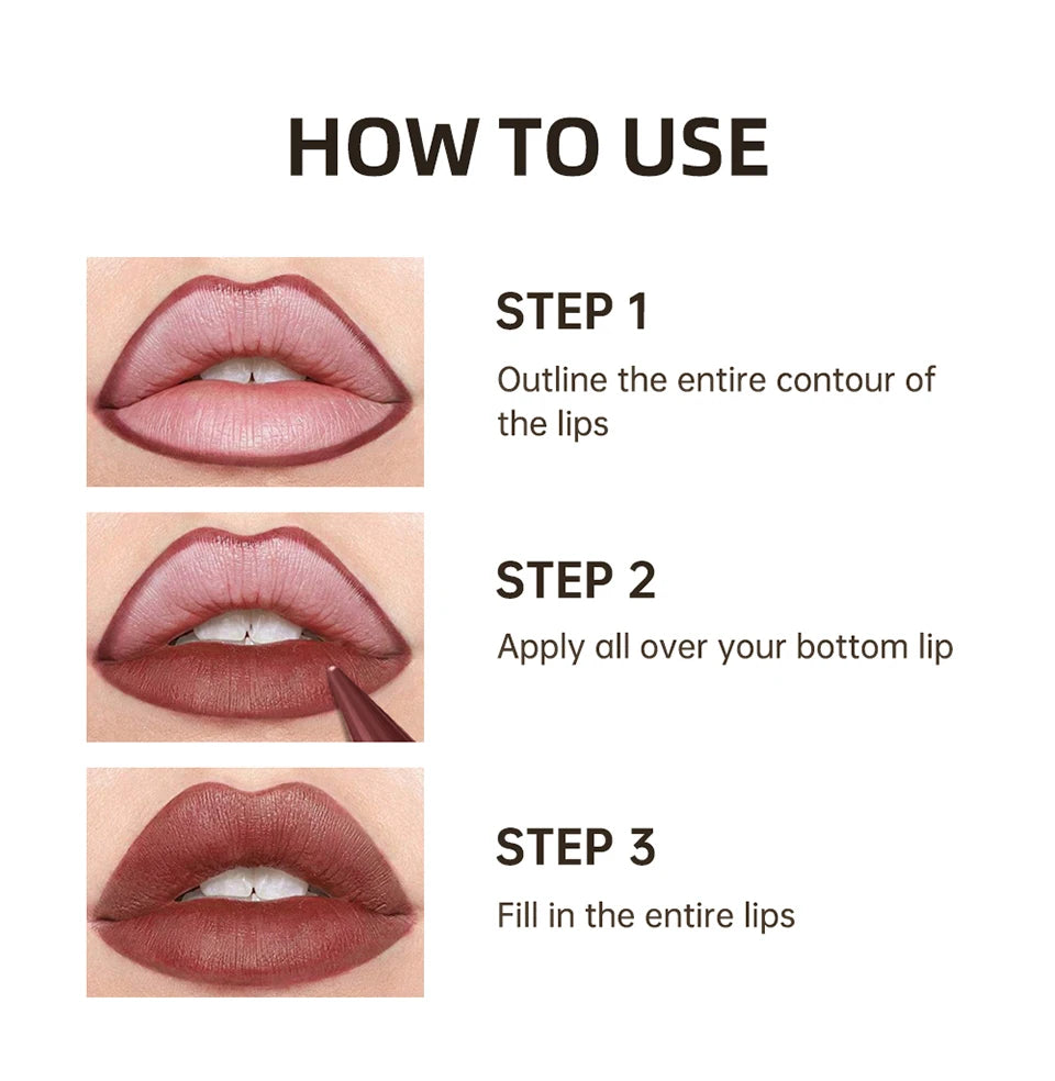 Lakerain Lip Liner Matte Black Brown Velvet Lipstick Waterproof Non Sticky Contouring Tint Lipliner Crayon Lip Makeup - Shello's Creative Boutique