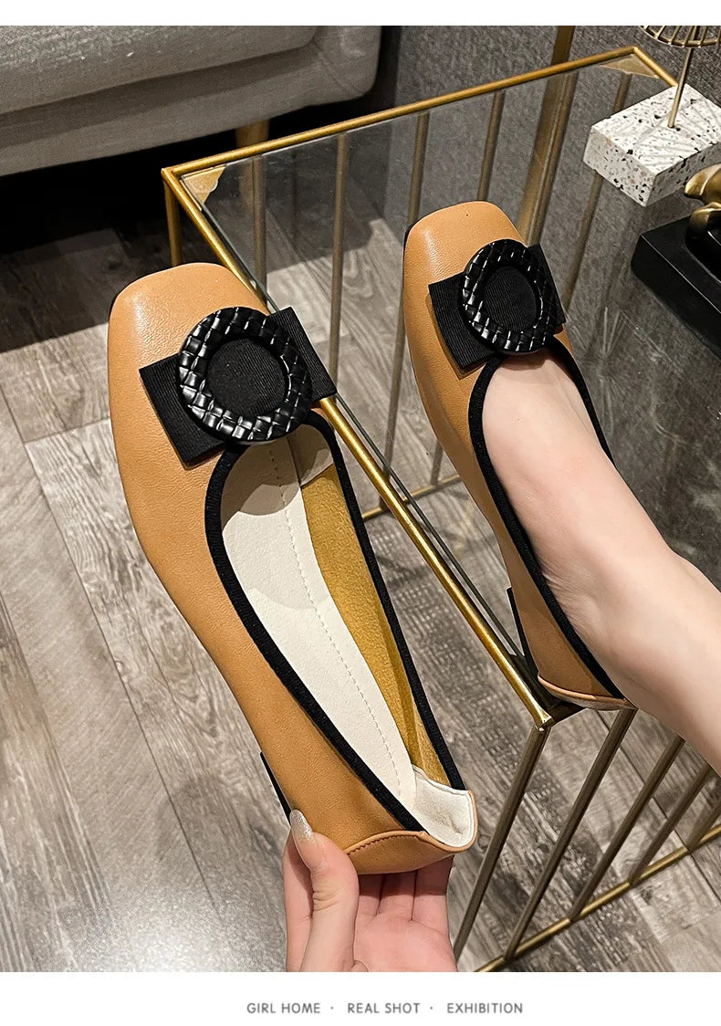 Plus Size Ballet Flats with Bow - Soft Sole Loafers - Shello's Creative Boutique