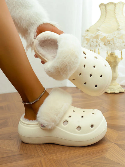 Women's Plush High Heel Slippers 2025 - Thick Soft-Soled Winter Garden Shoes