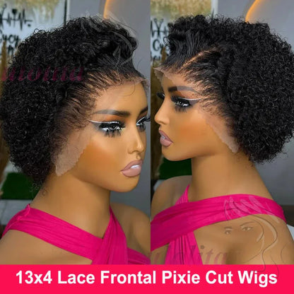Pixie Cut Short Bob Wig - 100% Human Hair 13x4 Transparent Lace Frontal Wig - Shello's Creative Boutique