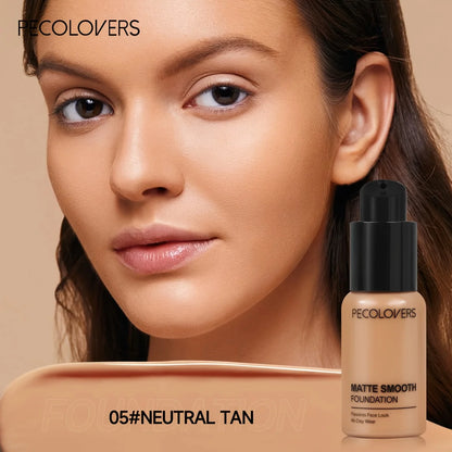 PECOLOVERS Matte Finish Liquid Foundation - Oil-Control, Waterproof, Full Coverage Concealer for All Skin Tones - Shello's Creative Boutique