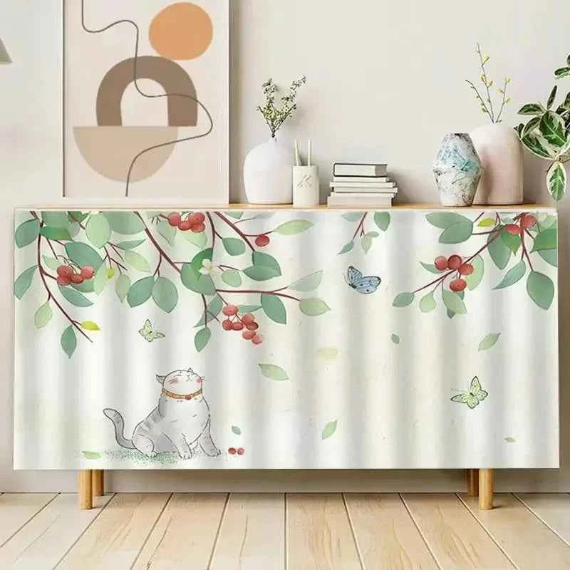 1PC Kitchen Cabinet Curtain Cover Dustproof Cupboard Wardrobe Short Curtains Washable Drapes Self-adhesive Half-Curtain Cortinas