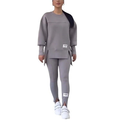 LAPA Women's Irregular Two-Piece Sweatshirt & Trouser Set – Autumn/Winter Casual Loose Knit Outfit (S–XXXL)