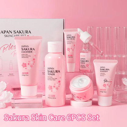 6pcs/Set Sakura Skin Care Sets Face Cream Serum Toner Facial Cleanser Sunscreen Eye Cream Face Skin Care Set Product Gift box Shello's Creative Boutique