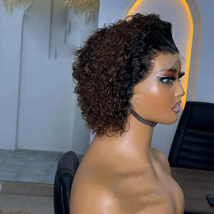 Pixie Cut Short Bob Wig - 100% Human Hair 13x4 Transparent Lace Frontal Wig - Shello's Creative Boutique